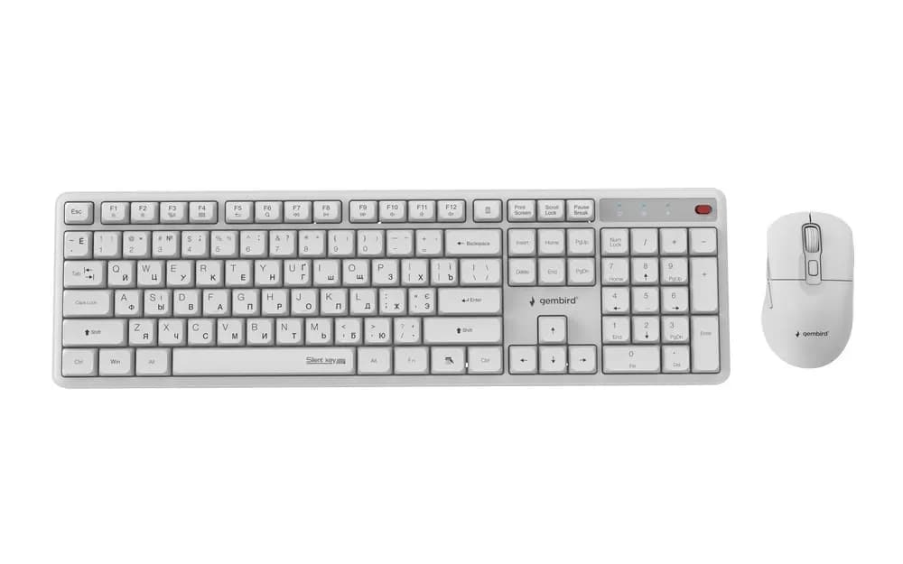 Gembird BEZPRZEWODOWY ZESTAW KLAWIATURY + MYSZ SILENT KEY PRO BUSINESS, BIAŁY, UKŁAD RU, zdjęcie 1 z 5
