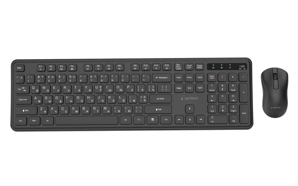 Gembird BEZPRZEWODOWY ZESTAW KLAWIATURY + MYSZ SLIM PRO BUSINESS NA BIURKO, CZARNY, UKŁAD RU, zdjęcie 1 z 5