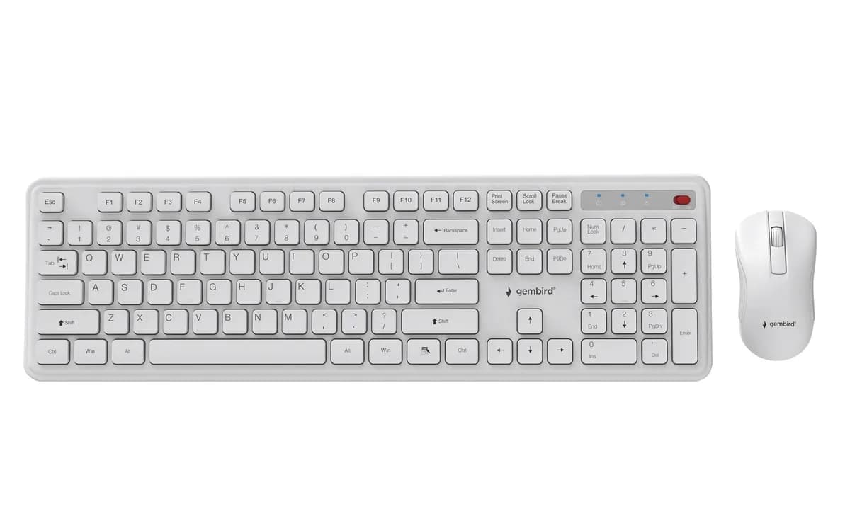 Gembird BEZPRZEWODOWY ZESTAW KLAWIATURY + MYSZ SLIM PRO BUSINESS NA BIURKO,BIAŁY, UKŁAD US, zdjęcie 1 z 6