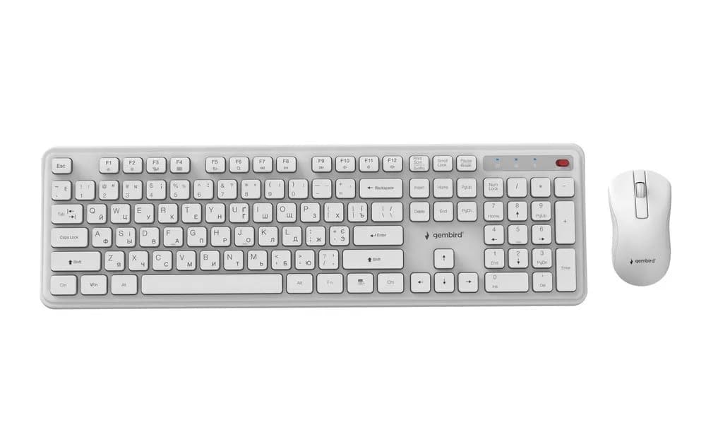 Gembird BEZPRZEWODOWY ZESTAW KLAWIATURY + MYSZ SLIM PRO BUSINESS NA BIURKO,BIAŁY, UKŁAD RU, zdjęcie 1 z 5