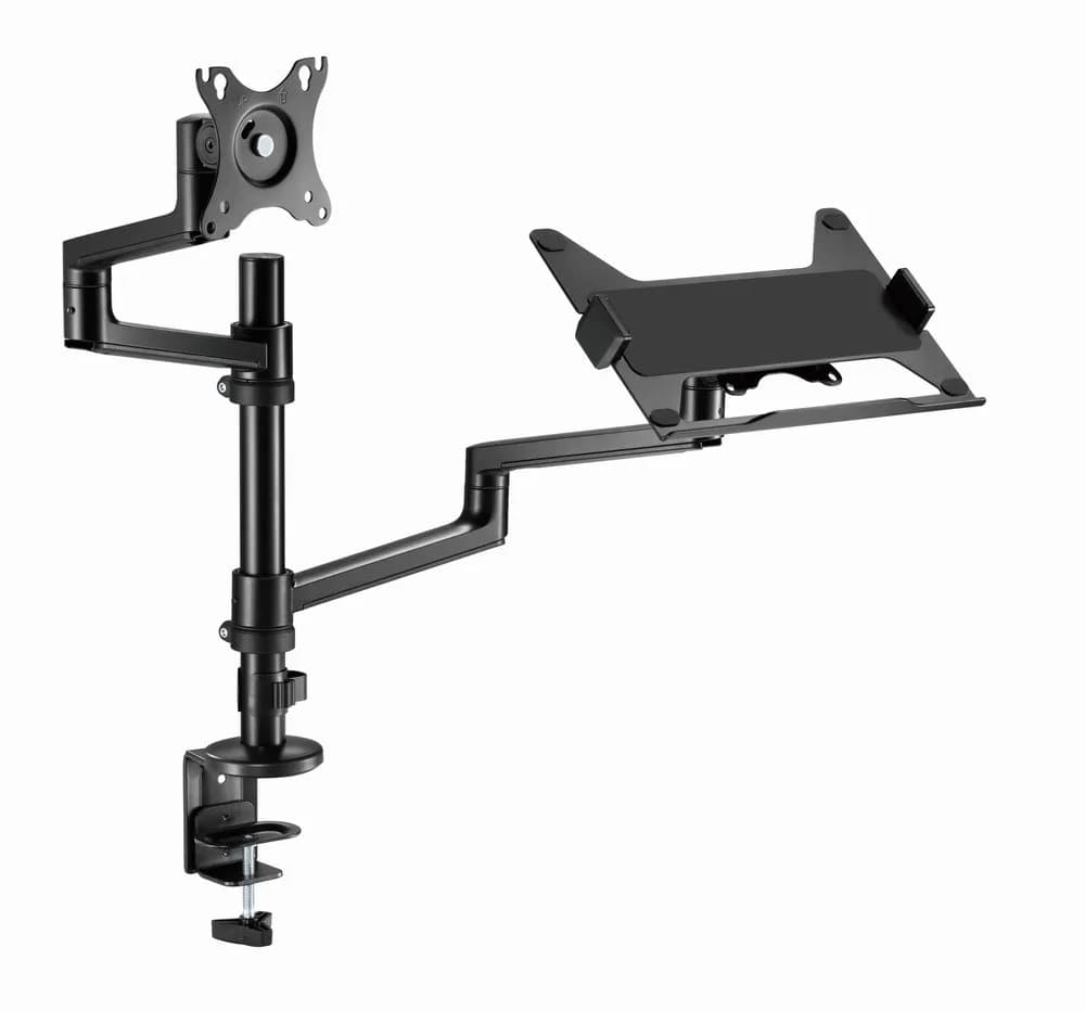 Gembird BIURKOWE REGULOWANE RAMIĘ/UCHWYT NA MONITOR + PODSTAWKA NA NOTEBOOKA 17-32, VESA, zdjęcie 1 z 12
