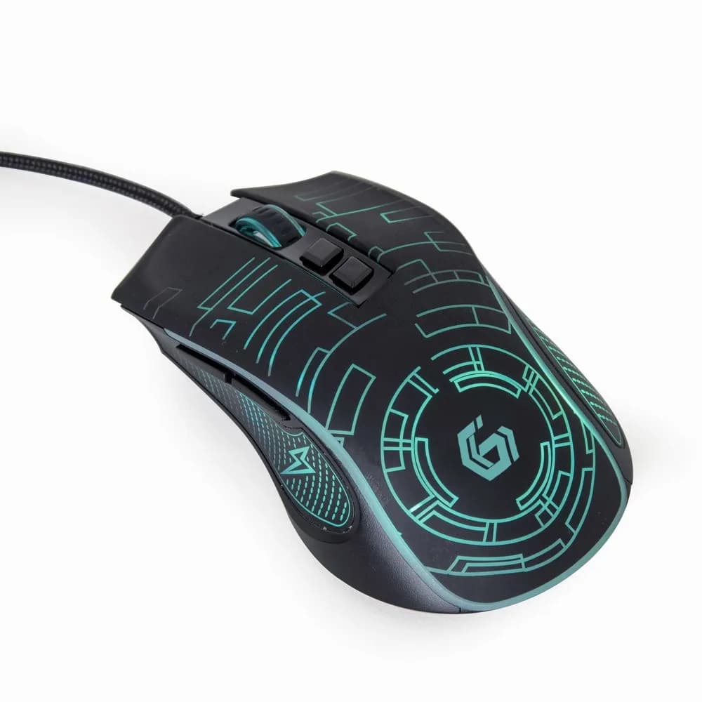 Gembird GAMINGOWA MYSZ Z PODŚWIETLENIEM RGB USB, CZARNA, zdjęcie 1 z 6