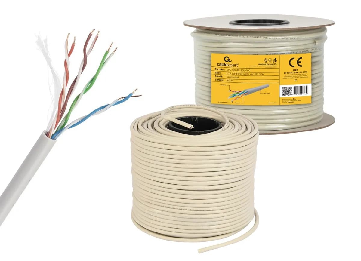Gembird Kabel UTP UPC-5004E-SOL/100 (UTP; 100m; kat. 5e; kolor szary), zdjęcie 1 z 4