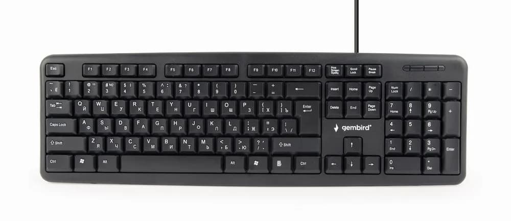 Gembird Klawiatura KB-U-103-RU (USB 2.0; (US); kolor czarny), zdjęcie 1 z 8