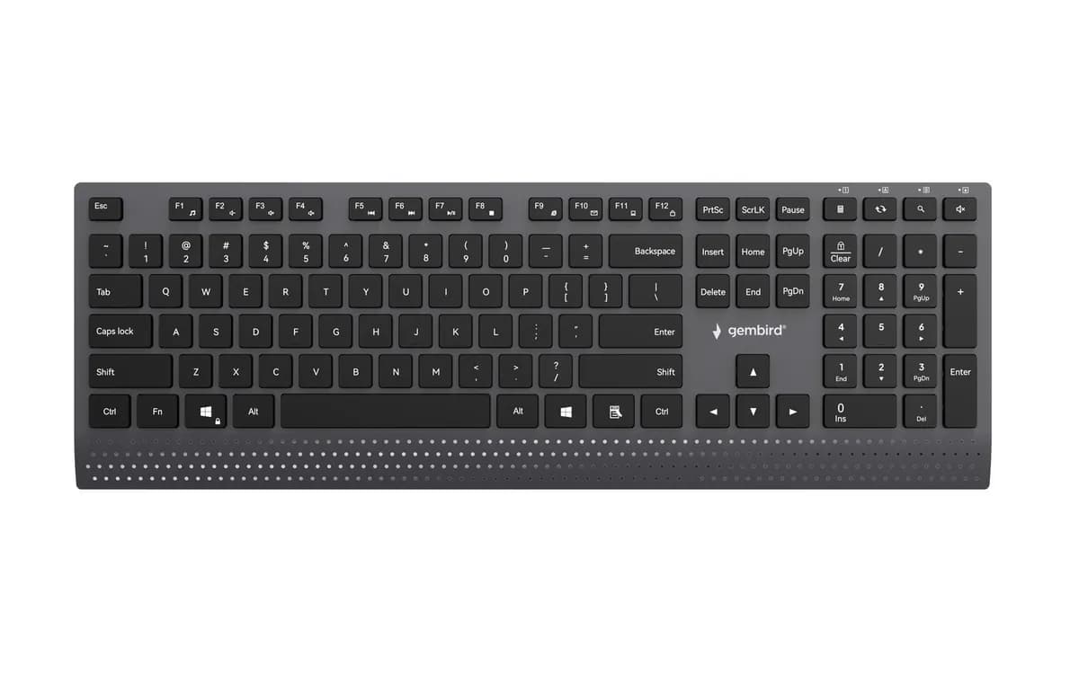 Gembird KLAWIATURA SLIM PRZEWODOWA MULTIMEDIALNA CZARNA, USB-C, UKŁAD US, zdjęcie 1 z 6