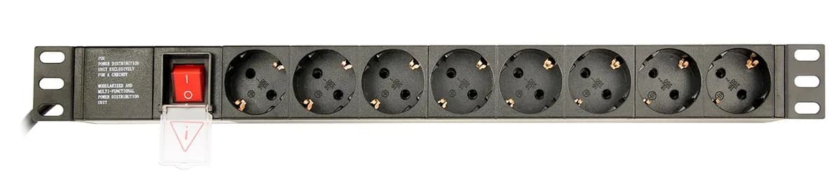 Gembird LISTWA ZASILAJĄCA RACK 19" PDU EG-PDU-014 1U, 16A, 8X SCHUKO, KABEL 3M, zdjęcie 1 z 5