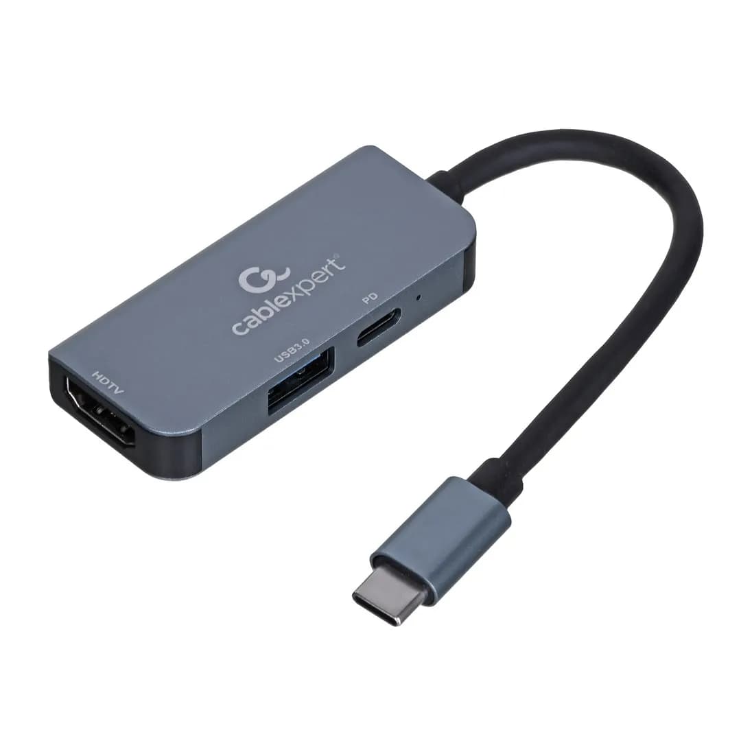 Gembird MULTI ADAPTER USB TYP-C 3W1 (HUB USB + HDMI + PD), zdjęcie 1 z 3