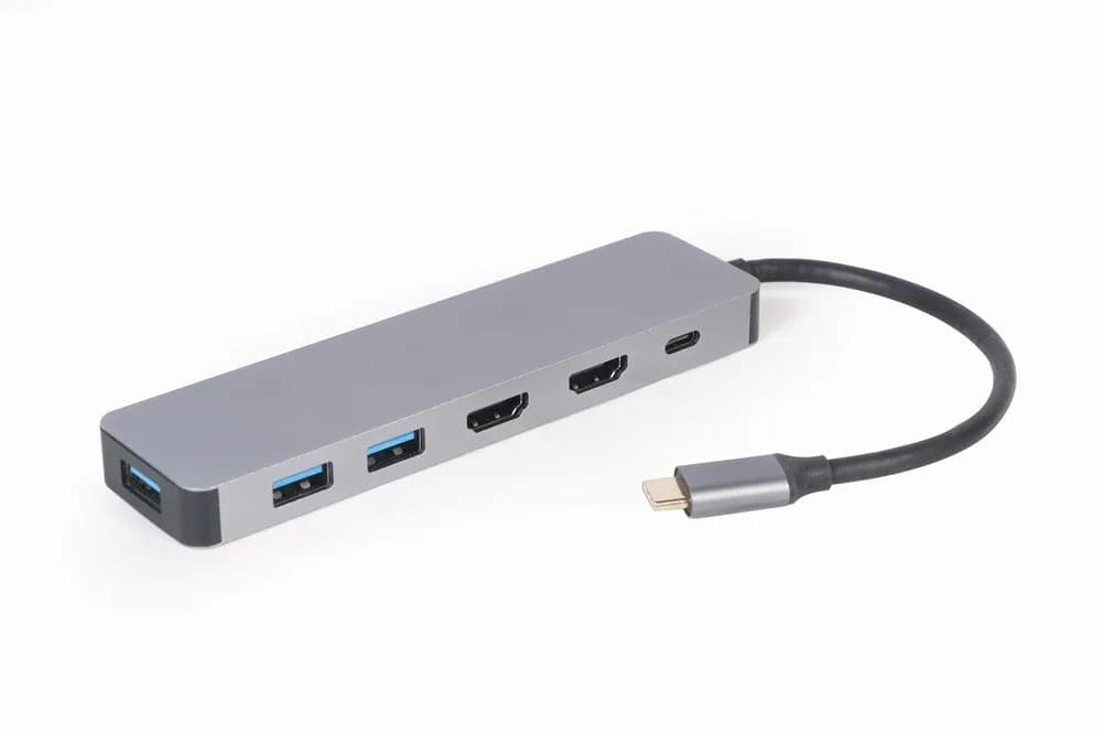 Gembird MULTI ADAPTER USB TYP-C 3W1 SREBRNY HUB USB, HDMI, PD (100W), zdjęcie 1 z 4