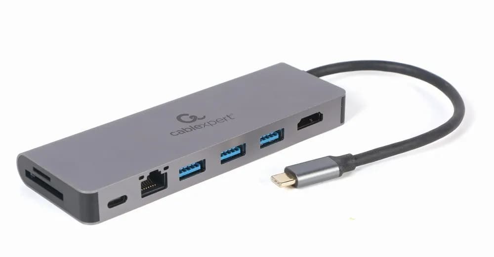 Gembird MULTI ADAPTER USB TYP-C 5W1 HUB, HDMI, CZYTNIK KART, LAN, PD - 100W), zdjęcie 1 z 5