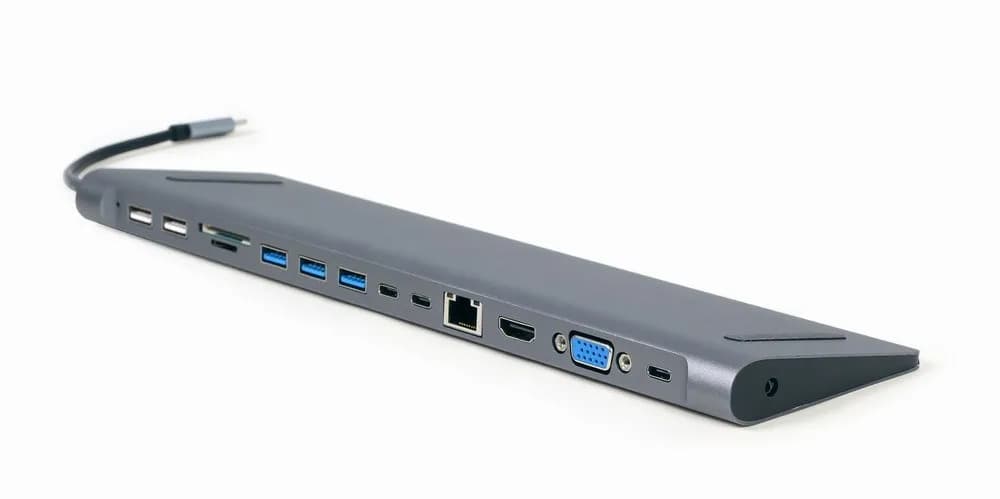 Gembird MULTI ADAPTER USB TYPE-C 9W1 (HUB USB + HDMI + VGA + PD + CZYTNIK KART + LAN + AUDIO 3,5, zdjęcie 1 z 4