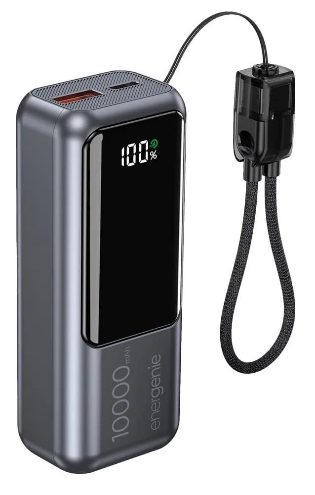 Gembird POWERBANK O POJEMNOŚCI 10000MAH, WYŚWIETLACZ LCD, SZYBKIE ŁADOWANIE 20W, KOLOR SZARY, zdjęcie 1 z 4