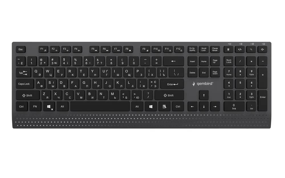Gembird PRZEWODOWA KLAWIATURA MULTIMEDIALNA SLIM USB-C, RU LAYOUT, CZARNA, zdjęcie 1 z 6