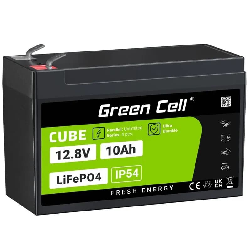 Green Cell AKUMULATOR LIFEPO4 CUBE 10AH 12V/12.8V 128WH LFPGC12V10AH, zdjęcie 1 z 12