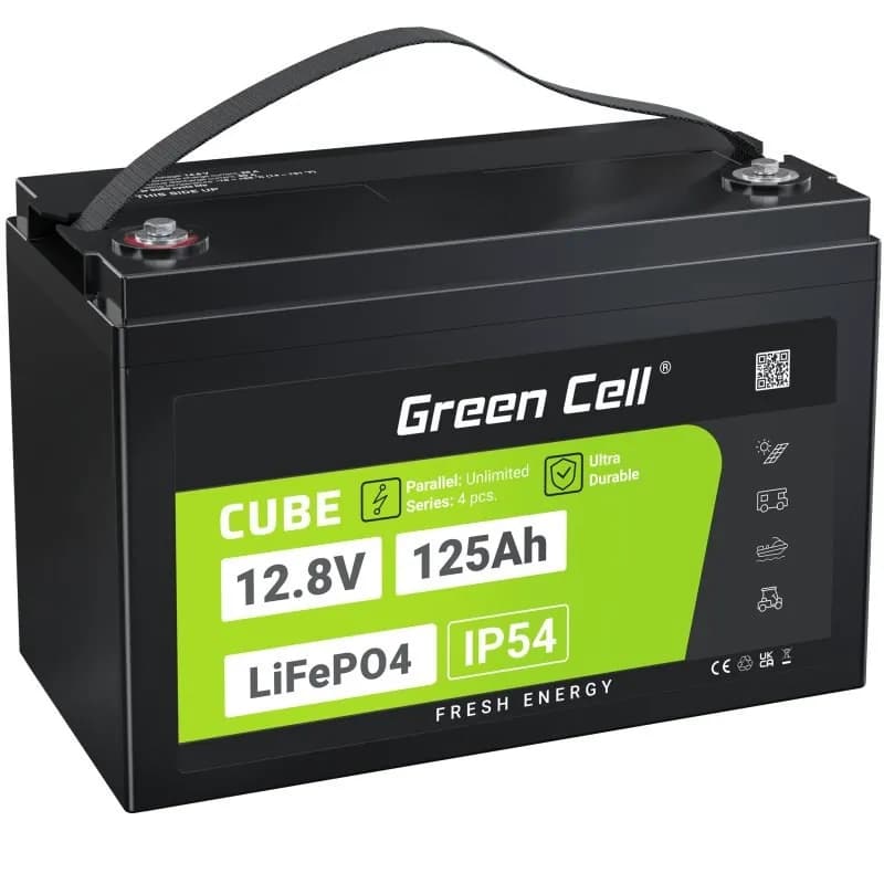 Green Cell AKUMULATOR LIFEPO4 CUBE 125AH 12V/12.8V 1600WH LFPGC12V125AH, zdjęcie 1 z 12