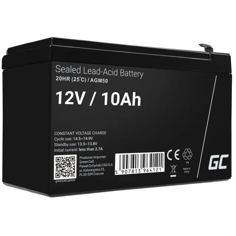 Green Cell AKUMULATOR ŻELOWY/AGM AGM50 12V 10AH, zdjęcie 1 z 6