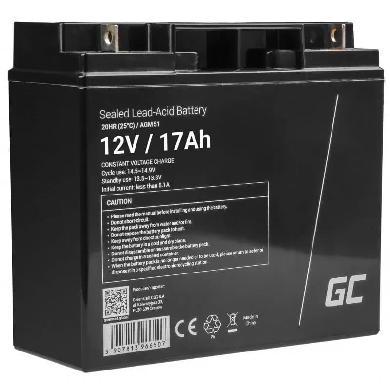 Green Cell AKUMULATOR ŻELOWY/AGM AGM51 12V 17AH, zdjęcie 1 z 7