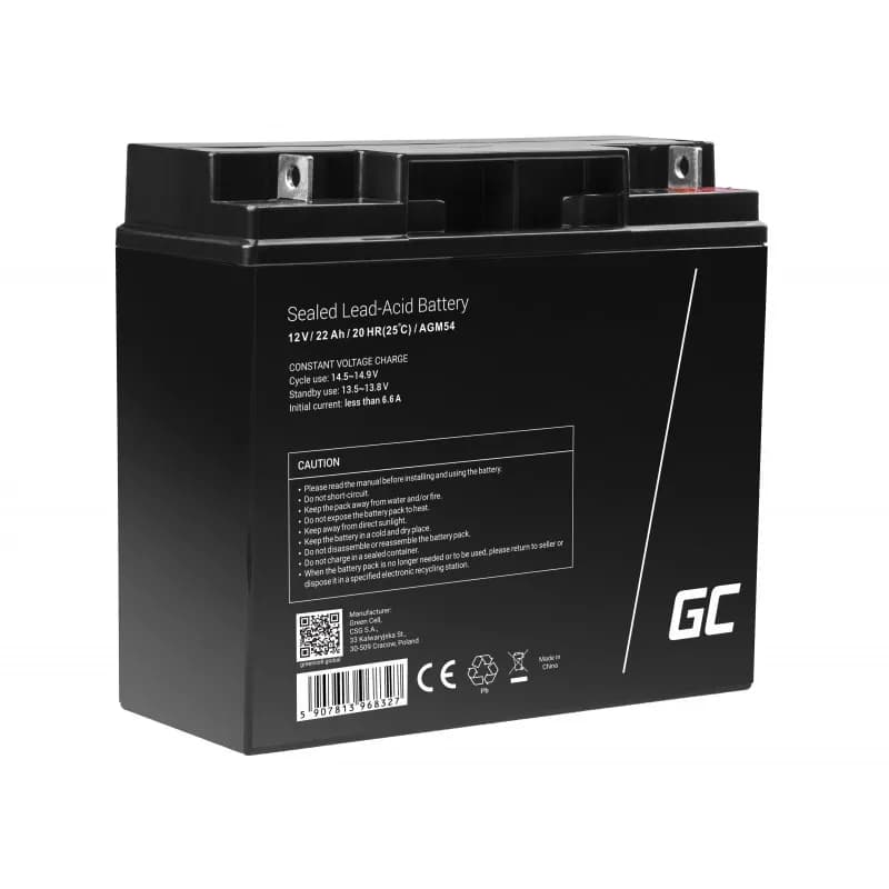 Green Cell AKUMULATOR ŻELOWY/AGM AGM54 12V 22AH, zdjęcie 1 z 5
