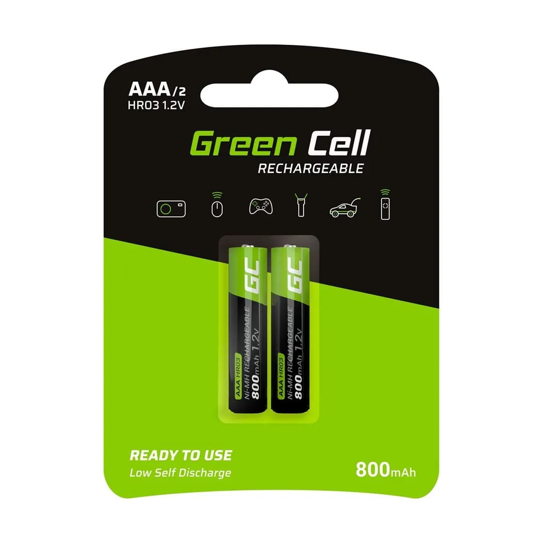 Green Cell AKUMULATORKI PALUSZKI 2X AAA R3 800MAH, zdjęcie 1 z 3