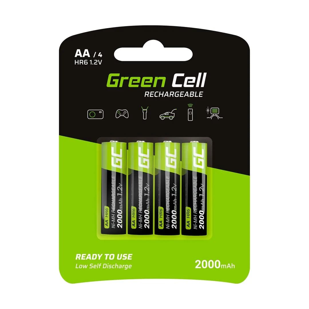 Green Cell AKUMULATORKI PALUSZKI 4X AA R6 2000MAH, zdjęcie 1 z 3