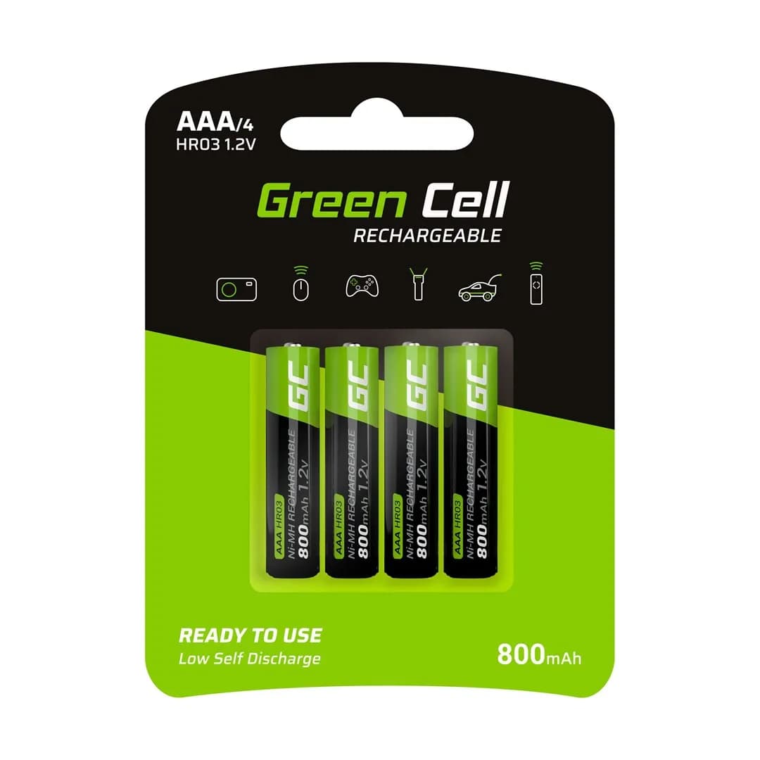 Green Cell AKUMULATORKI PALUSZKI 4X AAA R3 800MAH, zdjęcie 1 z 3