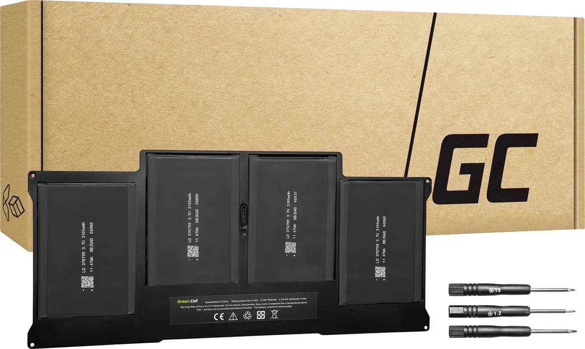 Green Cell BATERIA AP14V2 A1496 A1405 A1377 DO APPLE MACBOOK AIR 13 A1466 A1369 (2010-2017) 47WH 7.6V, zdjęcie 1 z 5