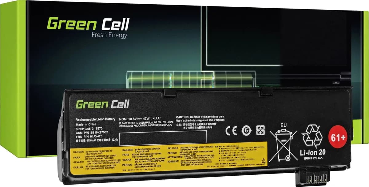 Green Cell BATERIA LE95 01AV424 DO LENOVO THINKPAD T470 T570 A475 P51S T25 4400 MAH 10.8V, zdjęcie 1 z 5