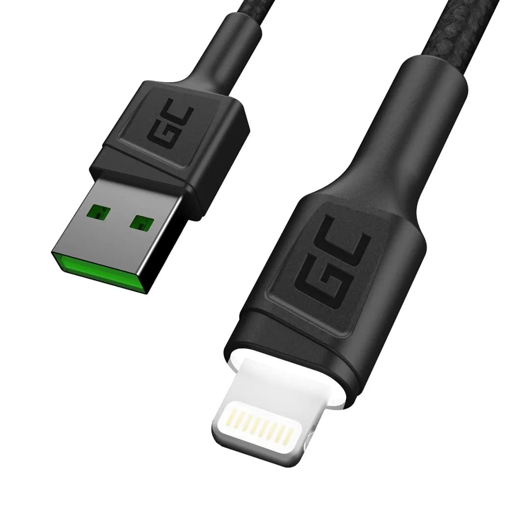 Green Cell KABEL KABGC05 KABEL GC RAY USB - LIGHTNING 120CM, BIAŁY LED, SZYBKIE ŁADOWANIE, zdjęcie 1 z 5