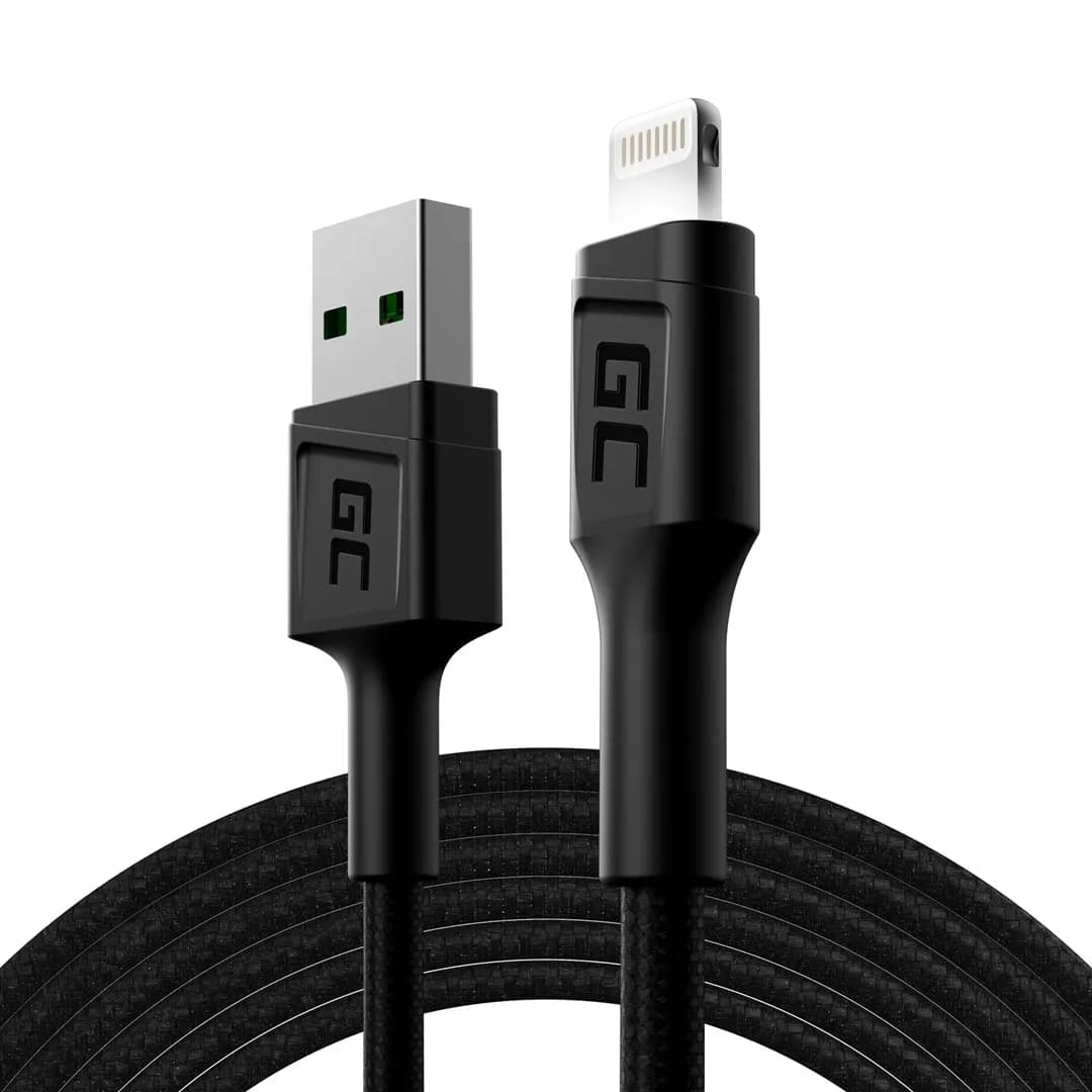 Green Cell KABEL KABGC12 GC RAY USB - LIGHTNING 200CM, BIAŁY LED, SZYBKIE ŁADOWANIE, zdjęcie 1 z 5