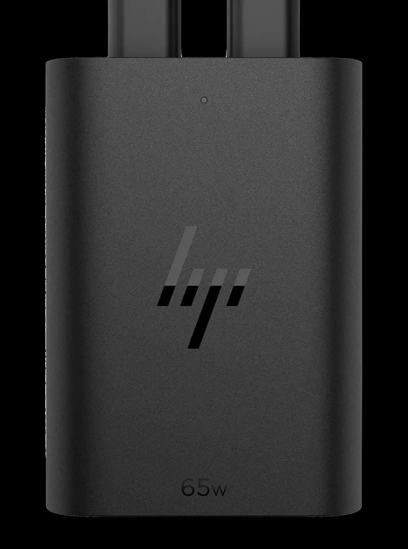 HP Zasilacz sieciowy 65W GaN Laptop Charger 2xUSB-C czarny 600Q7AA, zdjęcie 1 z 7