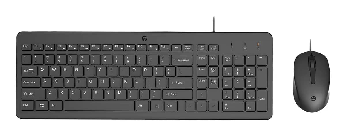 HP Zestaw klawiatura + mysz 150 Wired Mouse and Keyboard przewodowe czarne Niemiecki układ, zdjęcie 1 z 2