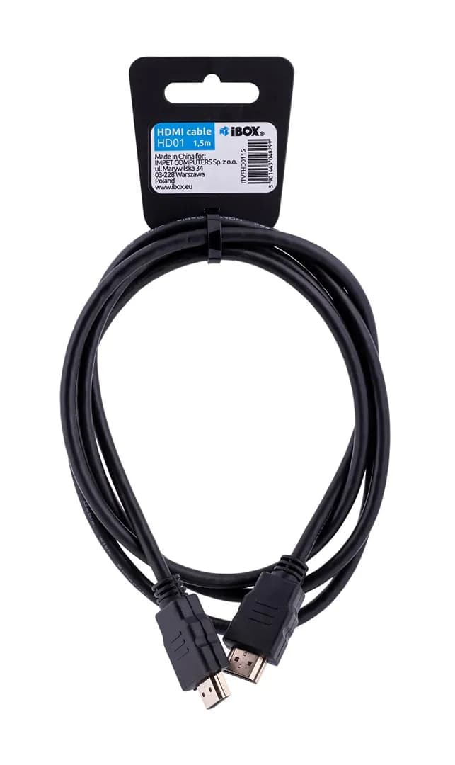 Ibox Kabel FULLHD HD01 1,5M 1.4V 13C+1 ITVFHD0115 (HDMI M - HDMI M; 1,5m; kolor czarny), zdjęcie 1 z 2