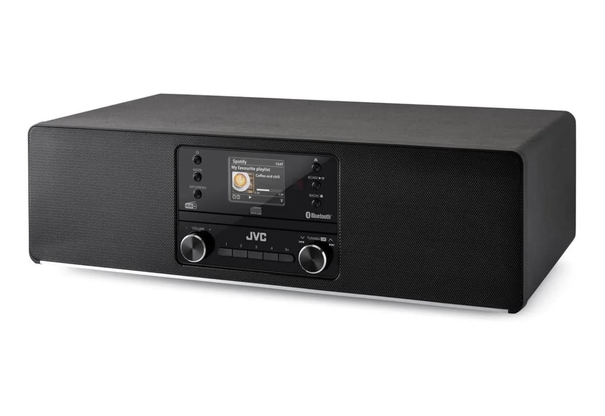 Jvc Mini wieża internetowa RD-E984B Wi-Fi Bluetooth DAB+ CD Czarna, zdjęcie 1 z 5