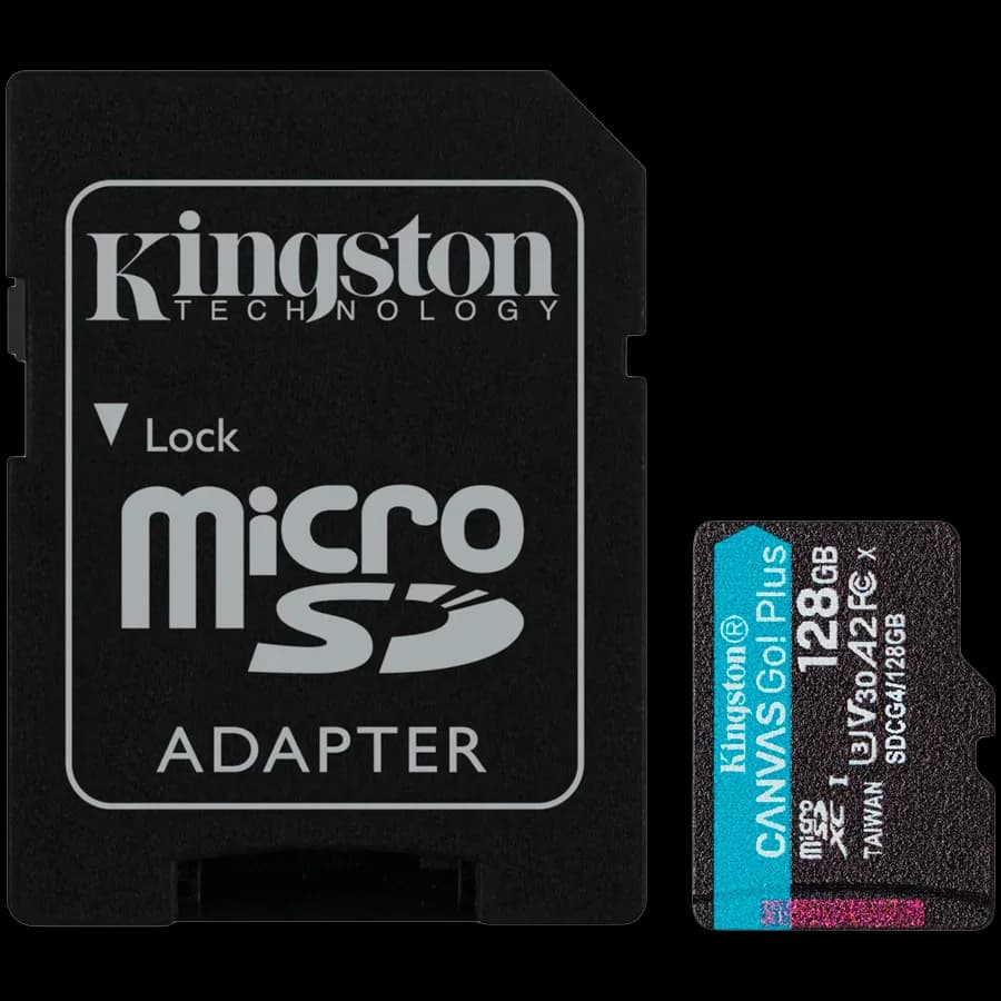 Kingston 128GB microSDXC Canvas Go Plus Gen4 200MB/s A2 U3 V30 Card + Adapter, zdjęcie 1 z 3