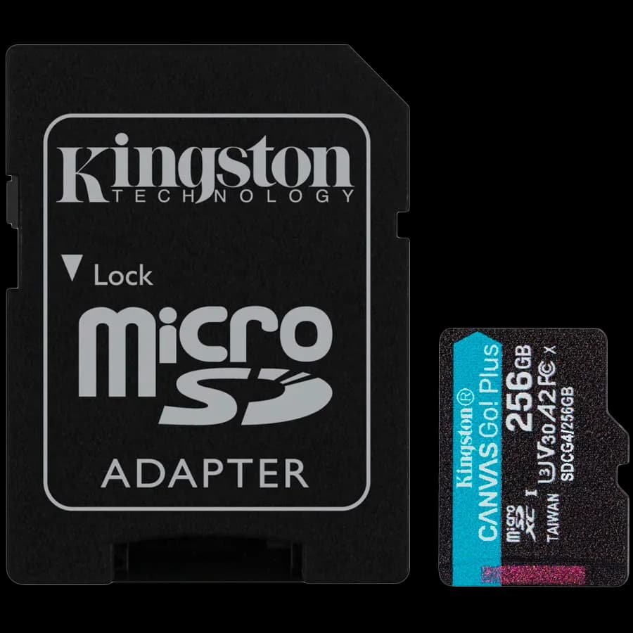 Kingston 256GB microSDXC Canvas Go Plus Gen4 200MB/s A2 U3 V30 Card + Adapter, zdjęcie 1 z 3