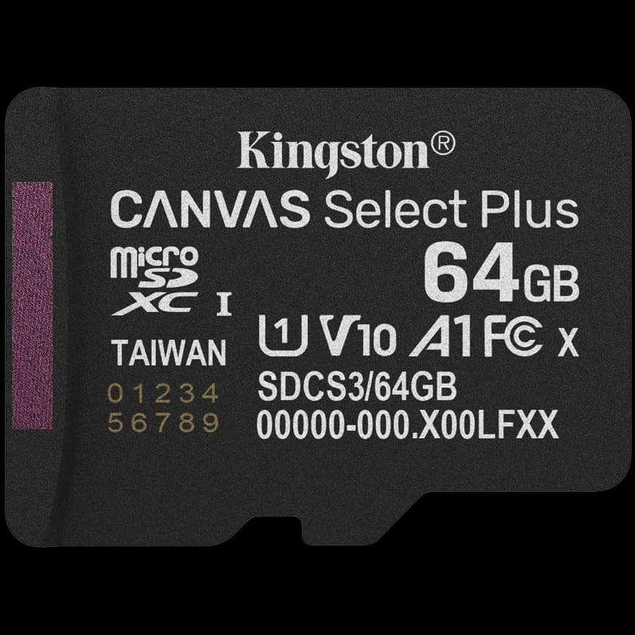 Kingston 64GB micSDXC Canvas Select Plus Gen3 100R A1 Single Pack w/o ADP