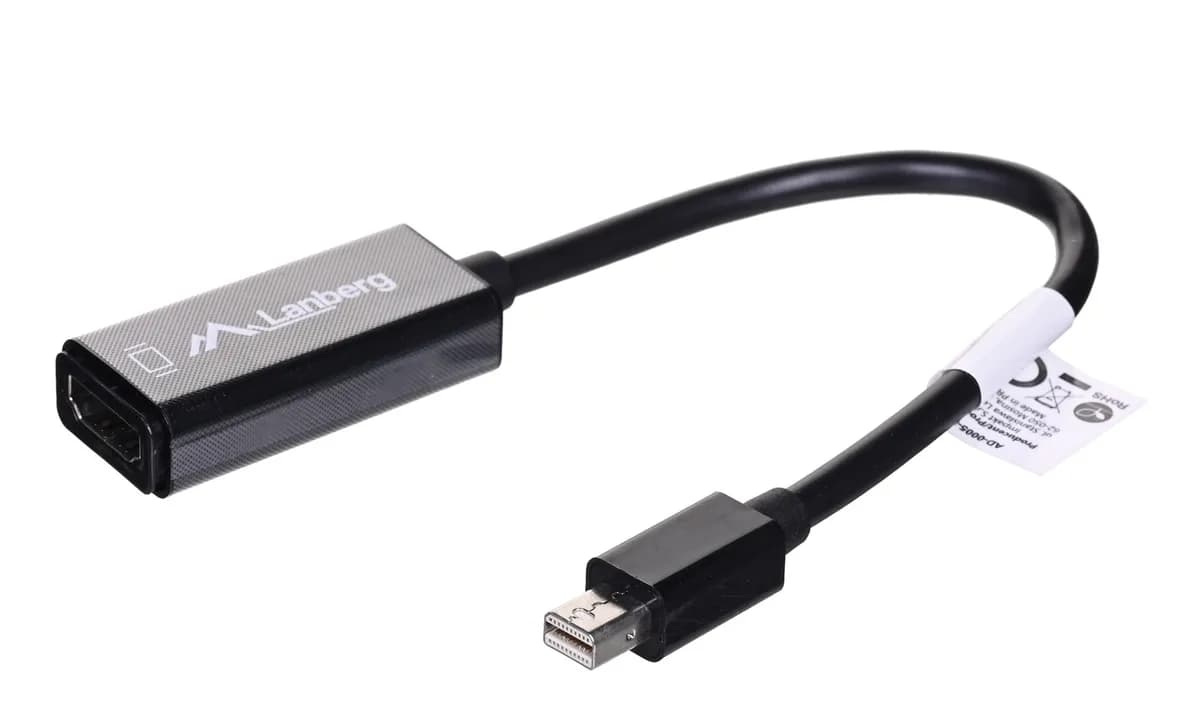 Lanberg Adapter AD-0005-BK (Mini DisplayPort M - HDMI F; 0,20m; kolor czarny), zdjęcie 1 z 4
