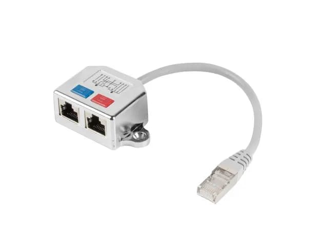 Lanberg Adapter AD-0026-S (RJ45 M - 2 x RJ45 F; kolor szary), zdjęcie 1 z 2