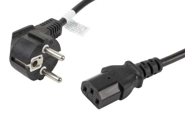 Lanberg Kabel CA-C13C-11CC-0018-BK (C13, IEC C13, IEC 320 C13 F - Schuko M; 1,8m; kolor czarny), zdjęcie 1 z 4