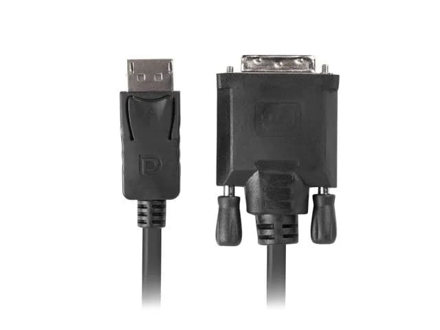 Lanberg Kabel CA-DPDV-10CU-0018-BK (DisplayPort M - DVI-D M; 1,8m; kolor czarny), zdjęcie 1 z 2