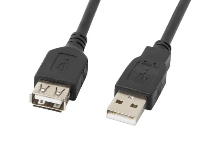 Lanberg Kabel CA-USBE-10CC-0007-BK (USB 2.0 M - USB 2.0 F; 0,7m; kolor czarny), zdjęcie 1 z 2