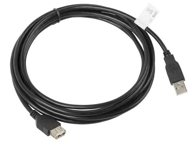Lanberg Kabel CA-USBE-10CC-0030-BK (USB 2.0 Męski - USB 2.0 Żeński; 3m; czarny), zdjęcie 1 z 2
