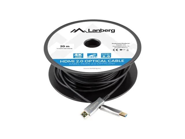 Lanberg KABEL HDMI M/M V2.0 20M OPTYCZNY AOC CA-HDMI-20FB-0200-BK, zdjęcie 1 z 5