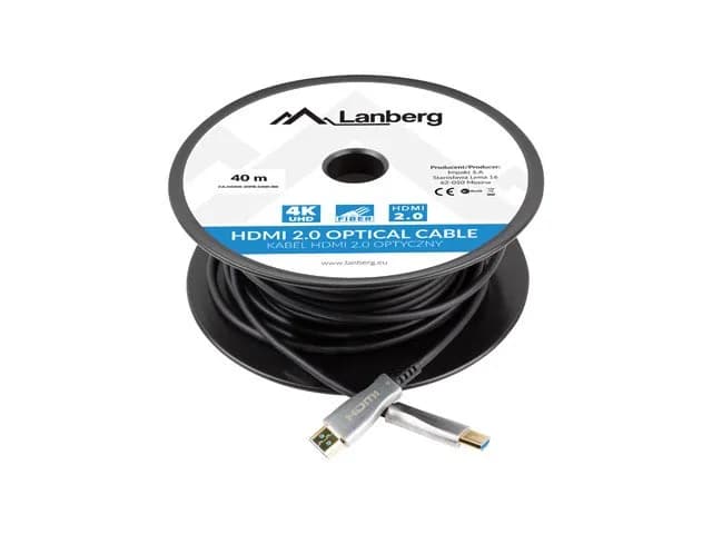 Lanberg KABEL HDMI M/M V2.0 30M OPTYCZNY AOC CA-HDMI-20FB-0300-BK, zdjęcie 1 z 5