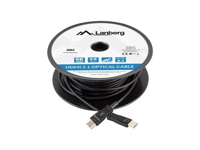 Lanberg KABEL HDMI M/M V2.1 40M 8K OPTYCZNY AOC CA-HDMI-30FB-0400-BK, zdjęcie 1 z 5