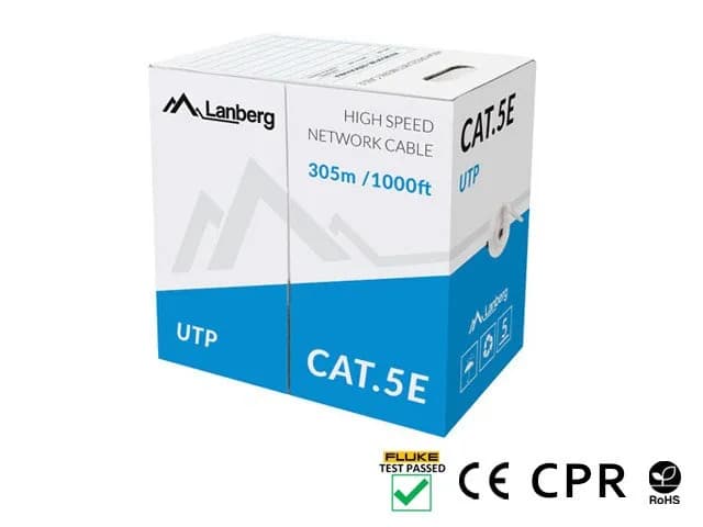 Lanberg Kabel sieciowy LCU5-11CU-0305-S (U/UTP - U/UTP ; UTP; 305m; kat. 5e; kolor szary)