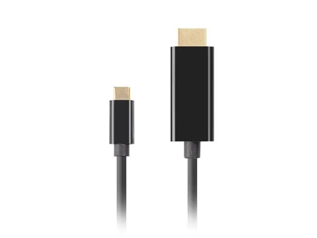 Lanberg KABEL USB-C(M)->HDMI(M) 1M 4K 60HZ CZARNY CA-CMHD-10CU-0010-BK, zdjęcie 1 z 3