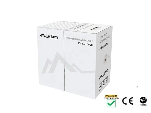 Lanberg KABEL UTP KAT.5E 305M DRUT CU CZARNY FLUKE PASSED LCU5-12CU-0305-BK, zdjęcie 1 z 3