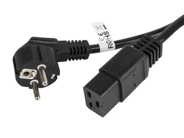 Lanberg KABEL ZASILAJĄCY DO SERWERA CEE 7/7 -> C19,16A, 1.8M, zdjęcie 1 z 4