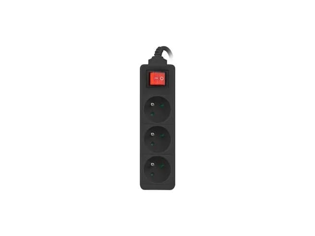 Lanberg LISTWA PRZEDŁUŻACZ 3M 3X 230V PL Z WYŁĄCZNIKIEM KABEL WYKONANY Z PEŁNEJ MIEDZI CZARNA, zdjęcie 1 z 4