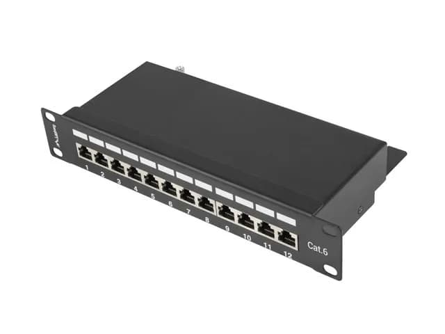 Lanberg Patch panel PPF6-9012-B (1U; 10"; kat. 6; FTP; 12xRJ-45), zdjęcie 1 z 2